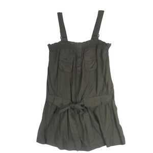 Papaya Olive Green Tank Top Women's Large Shirt   Rayon/Linen Blend Grunge NWT